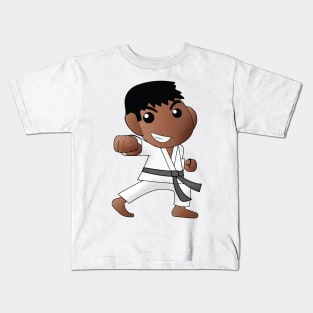 Karate Boy Punch Kawaii Male Cartoon Character Kids T-Shirt